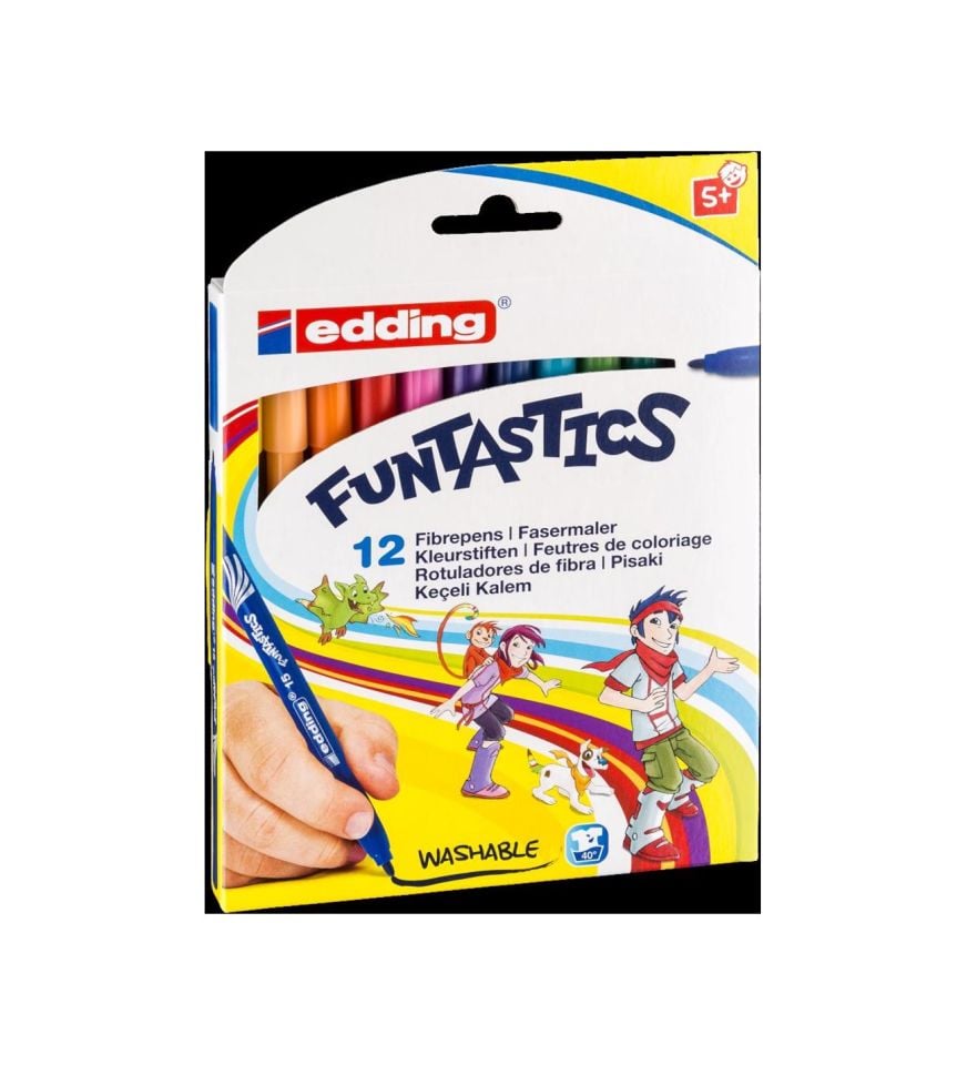 EDDİNG 15 FUNTASTİCS İNCE UÇLU KEÇELİ KALEM 12 Lİ KUTU  5+ YAŞ GRUBU   MADE İN GERMANY