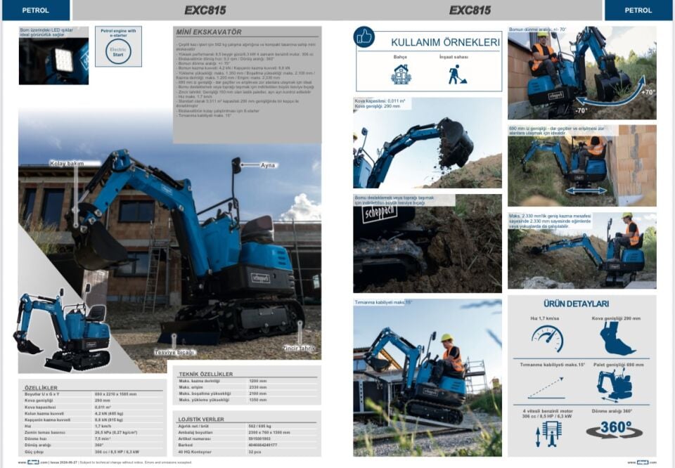 SCHEPPACH EXC815 MİNİ EKSKAVATÖR